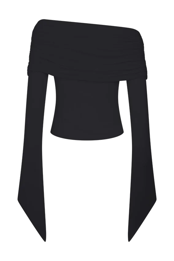 Dahlia One Shoulder Top – Black Dahlia One Shoulder Top – Black