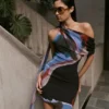 Daisie Chiffon Mini Dress – Multi Fluid Reverie Print