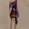 Daisie Chiffon Mini Dress – Multi Fluid Reverie Print