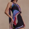 Daisie Chiffon Mini Dress – Multi Fluid Reverie Print