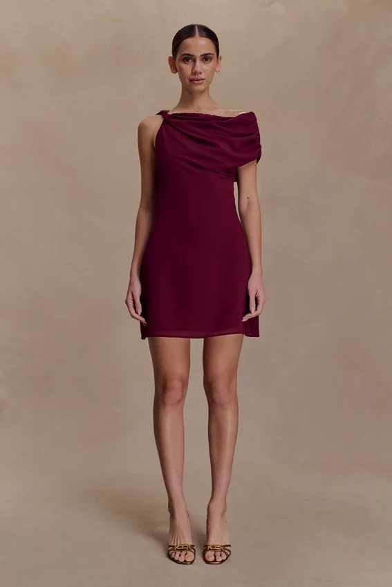 Daisie Chiffon Mini Dress – Wine Daisie Chiffon Mini Dress – Wine