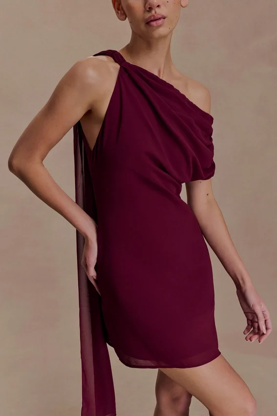 Daisie Chiffon Mini Dress – Wine Daisie Chiffon Mini Dress – Wine