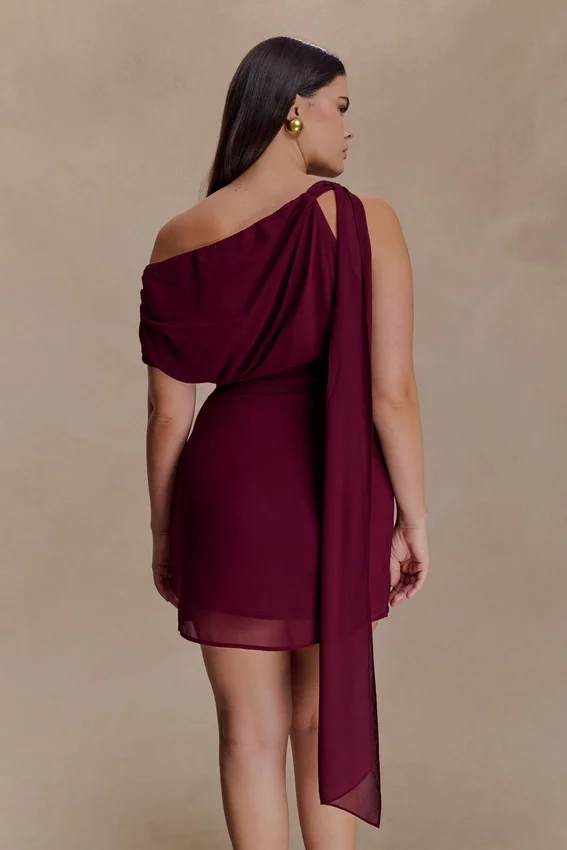 Daisie Chiffon Mini Dress – Wine Daisie Chiffon Mini Dress – Wine