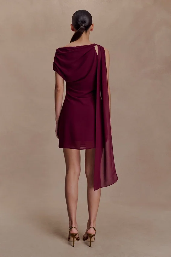 Daisie Chiffon Mini Dress – Wine Daisie Chiffon Mini Dress – Wine