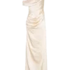 Dalia Off Shoulder Satin Maxi Dress – Blush Gold