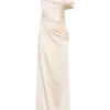 Dalia Off Shoulder Satin Maxi Dress – Blush Gold