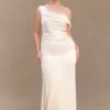 Dalia Off Shoulder Satin Maxi Dress – Blush Gold