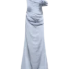 Dalia Off Shoulder Satin Maxi Dress – Frosted Blue Dalia Off Shoulder Satin Maxi Dress – Frosted Blue