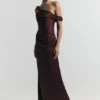 Dalia Off Shoulder Satin Maxi Dress – Mahogany