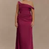 Dalia Off Shoulder Satin Maxi Dress – Mahogany