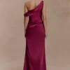Dalia Off Shoulder Satin Maxi Dress – Mahogany