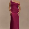Dalia Off Shoulder Satin Maxi Dress – Mahogany
