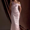 Dalia Off Shoulder Satin Maxi Dress – Soft Pink