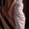 Dalia Off Shoulder Satin Maxi Dress – Soft Pink