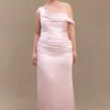 Dalia Off Shoulder Satin Maxi Dress – Soft Pink