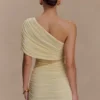 Dallas One Shoulder Mesh Mini Dress – Lemon Dallas One Shoulder Mesh Mini Dress – Lemon