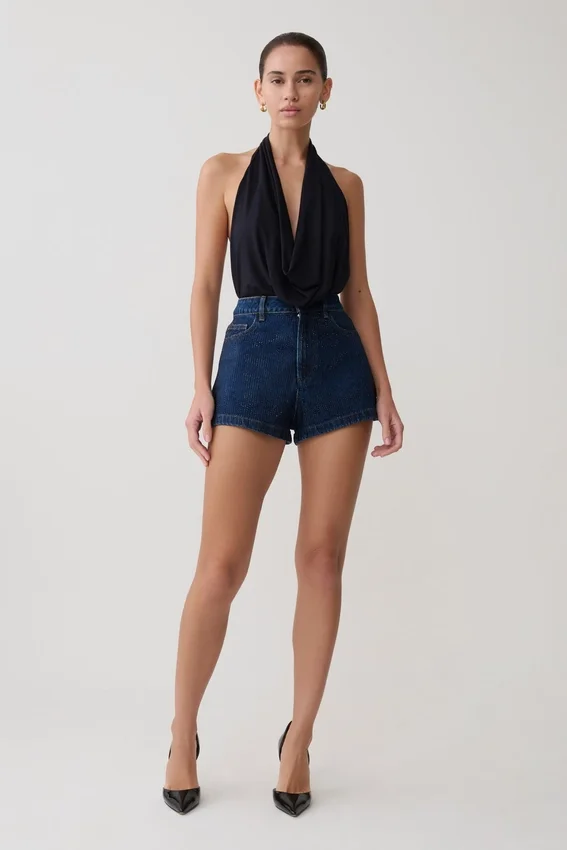 Dan Diamante Denim Shorts – Midnight Blue Dan Diamante Denim Shorts – Midnight Blue