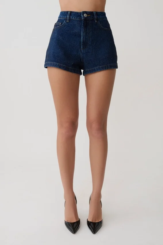 Dan Diamante Denim Shorts – Midnight Blue Dan Diamante Denim Shorts – Midnight Blue