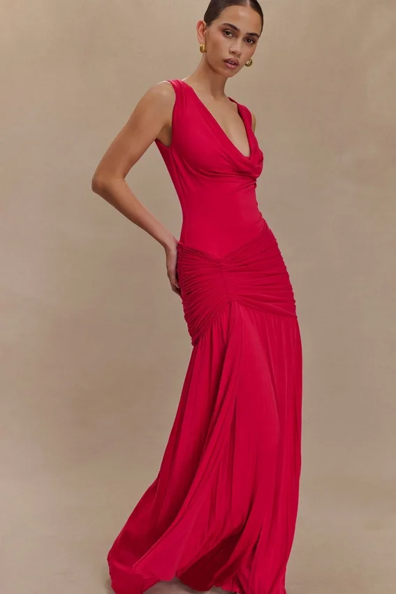 Dania Cowl Neck Slinky Maxi Dress – Fuchsia Pink Dania Cowl Neck Slinky Maxi Dress – Fuchsia Pink