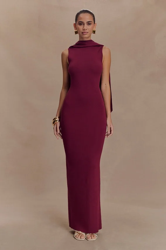 Darby Knit Scarf Maxi Dress – Merlot Darby Knit Scarf Maxi Dress – Merlot