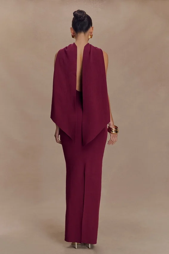 Darby Knit Scarf Maxi Dress – Merlot Darby Knit Scarf Maxi Dress – Merlot