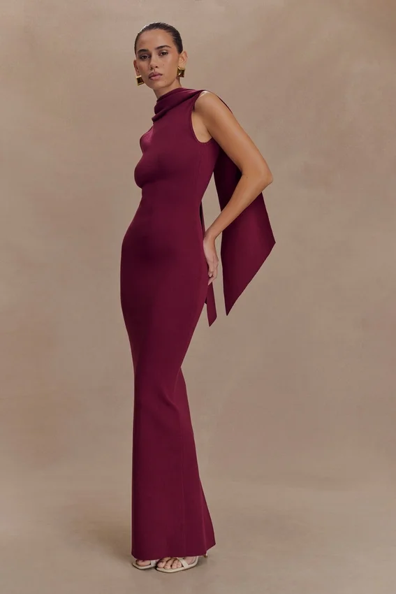 Darby Knit Scarf Maxi Dress – Merlot Darby Knit Scarf Maxi Dress – Merlot