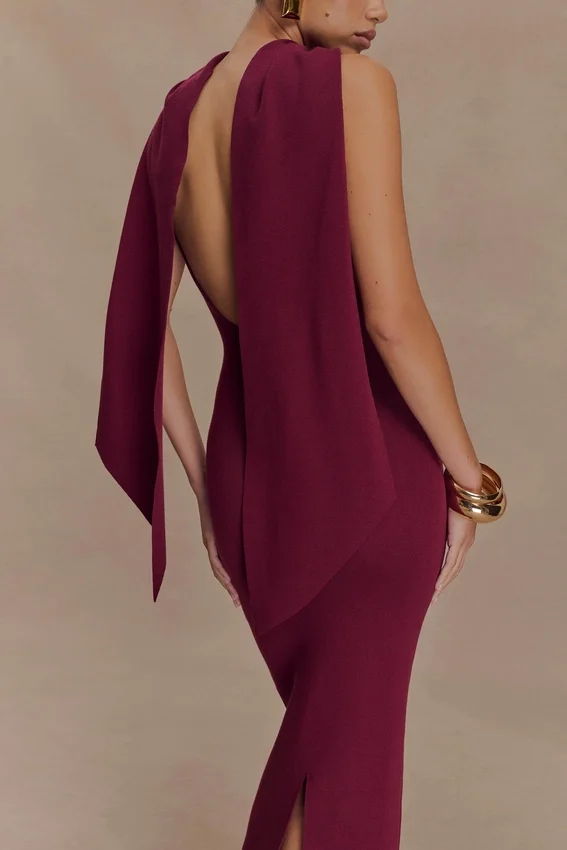 Darby Knit Scarf Maxi Dress – Merlot Darby Knit Scarf Maxi Dress – Merlot