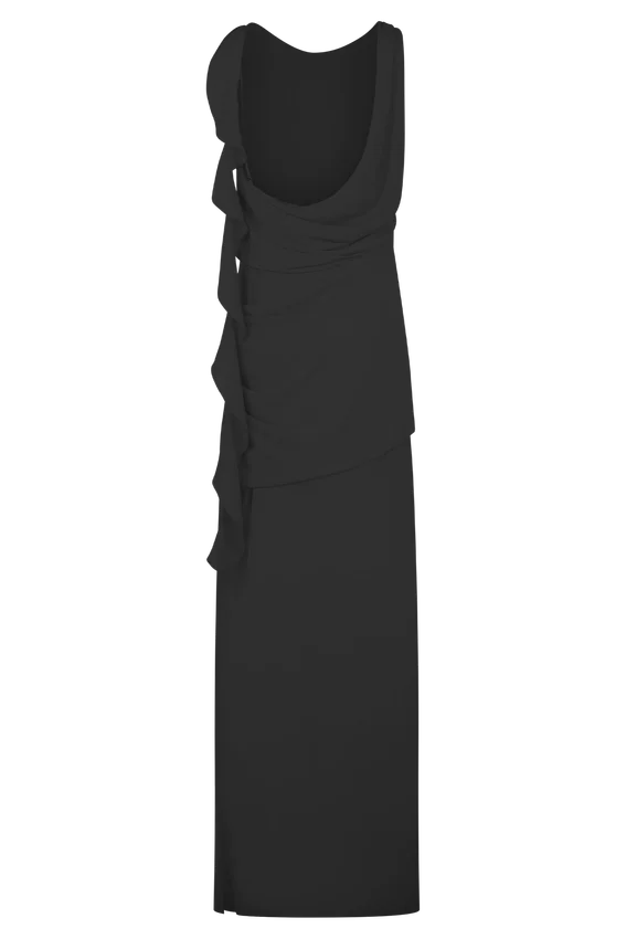 Daria Draped Chiffon Maxi Dress – Black Daria Draped Chiffon Maxi Dress – Black