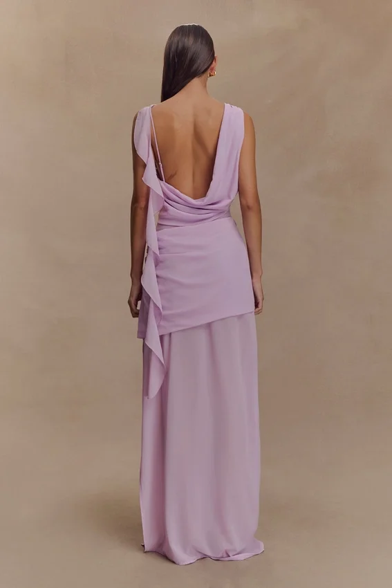 Daria Draped Chiffon Maxi Dress – Light Lilac Daria Draped Chiffon Maxi Dress – Light Lilac
