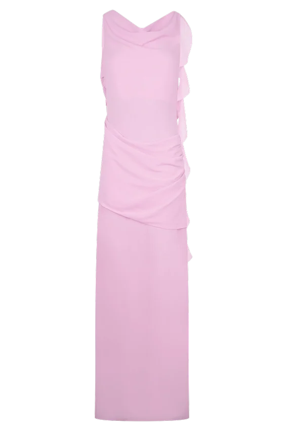 Daria Draped Chiffon Maxi Dress – Light Lilac Daria Draped Chiffon Maxi Dress – Light Lilac