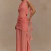 Daria Draped Chiffon Maxi Dress – Pastel Nectarine Daria Draped Chiffon Maxi Dress – Pastel Nectarine