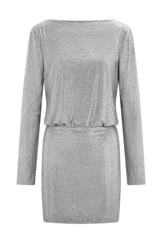 Darius Diamante Cowl Mini Dress – Silver Darius Diamante Cowl Mini Dress – Silver