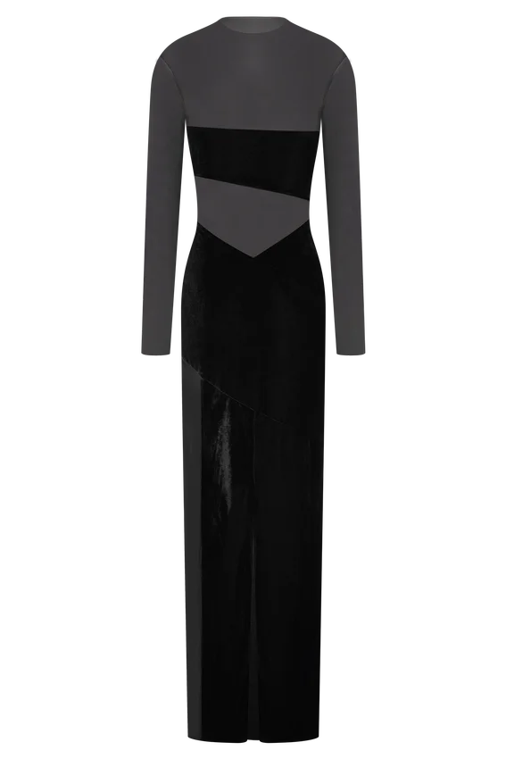 Davina Velvet And Mesh Maxi Dress – Black Davina Velvet And Mesh Maxi Dress – Black