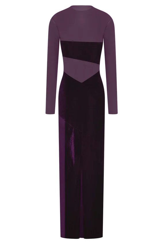 Davina Velvet And Mesh Maxi Dress – Purple Davina Velvet And Mesh Maxi Dress – Purple