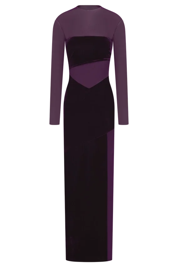 Davina Velvet And Mesh Maxi Dress – Purple Davina Velvet And Mesh Maxi Dress – Purple