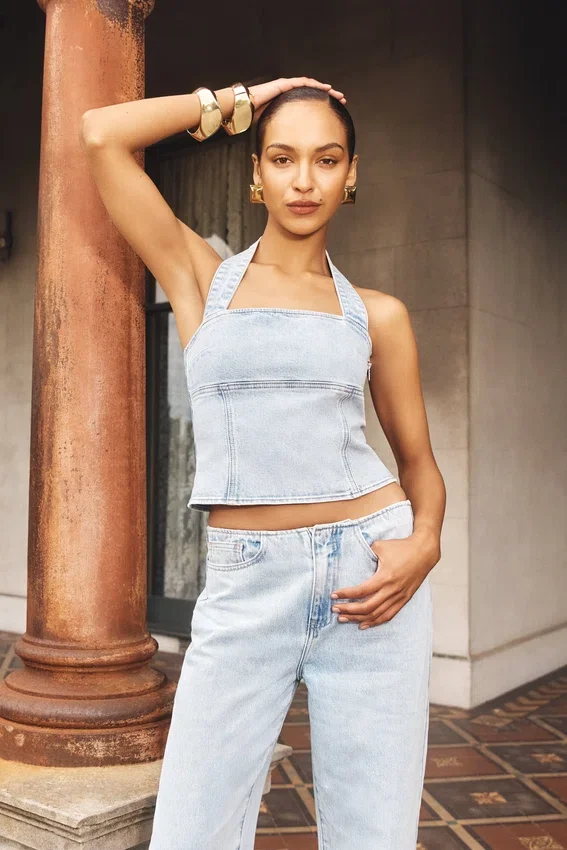 Dayna Denim Halter Top – Light Blue Dayna Denim Halter Top – Light Blue