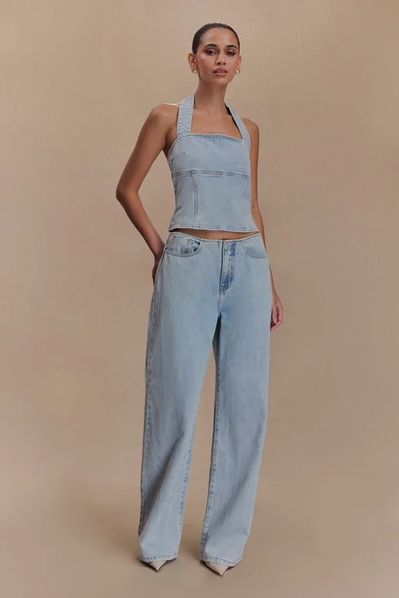 Dayna Denim Halter Top – Light Blue Dayna Denim Halter Top – Light Blue