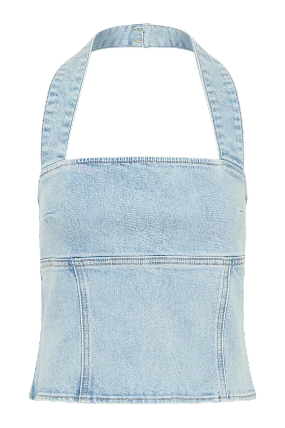 Dayna Denim Halter Top – Light Blue Dayna Denim Halter Top – Light Blue