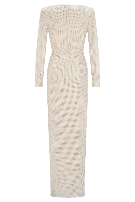 Deanna Long Sleeve Diamante Maxi Dress – Gold Deanna Long Sleeve Diamante Maxi Dress – Gold