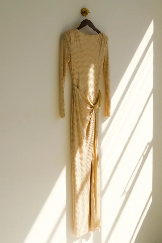 Deanna Long Sleeve Diamante Maxi Dress – Gold Deanna Long Sleeve Diamante Maxi Dress – Gold