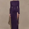 Deanna Long Sleeve Diamante Maxi Dress – Purple Deanna Long Sleeve Diamante Maxi Dress – Purple
