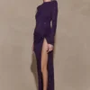 Deanna Long Sleeve Diamante Maxi Dress – Purple Deanna Long Sleeve Diamante Maxi Dress – Purple