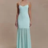 Deanne Bandage And Chiffon Knit Maxi Dress – Blue Deanne Bandage And Chiffon Knit Maxi Dress – Blue