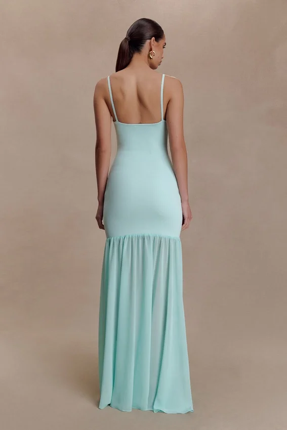 Deanne Bandage And Chiffon Knit Maxi Dress – Blue Deanne Bandage And Chiffon Knit Maxi Dress – Blue