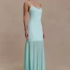 Deanne Bandage And Chiffon Knit Maxi Dress – Blue Deanne Bandage And Chiffon Knit Maxi Dress – Blue