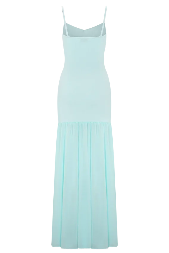 Deanne Bandage And Chiffon Knit Maxi Dress – Blue Deanne Bandage And Chiffon Knit Maxi Dress – Blue