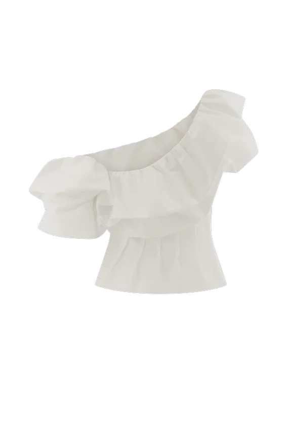 Debbie One Shoulder Bubble Top – White Debbie One Shoulder Bubble Top – White