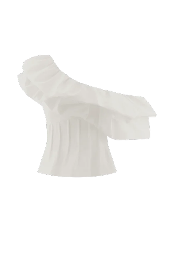 Debbie One Shoulder Bubble Top – White Debbie One Shoulder Bubble Top – White