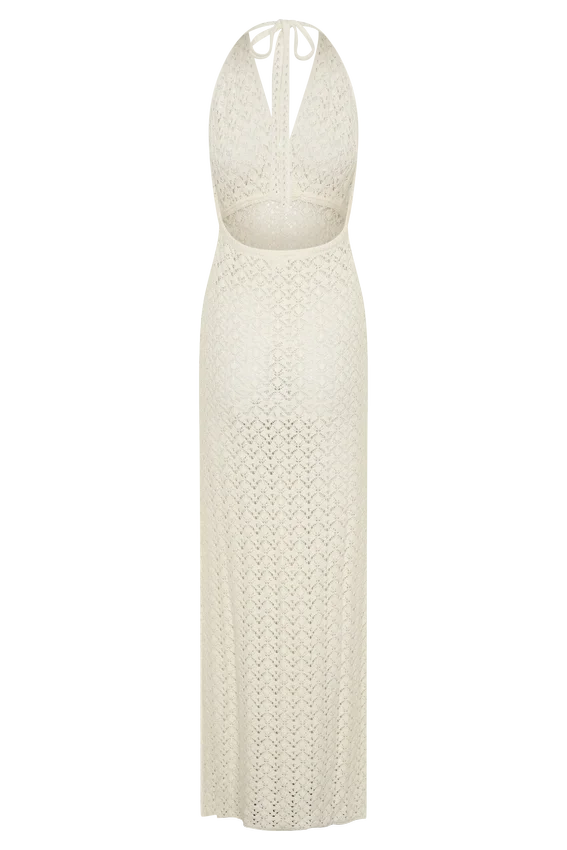 Deeliah Halterneck Crochet Maxi Dress – Ivory Deeliah Halterneck Crochet Maxi Dress – Ivory