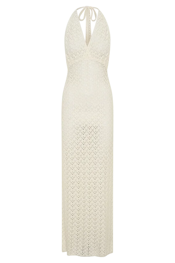 Deeliah Halterneck Crochet Maxi Dress – Ivory Deeliah Halterneck Crochet Maxi Dress – Ivory
